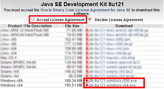 Java SE Development Kitをダウンロード
